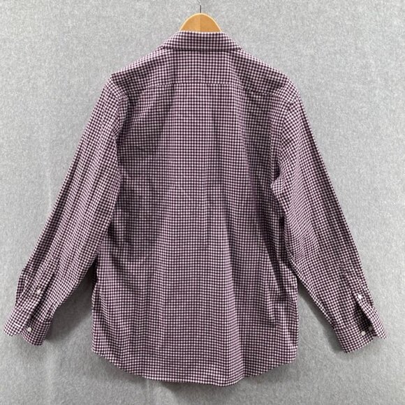 Banana Republic Button Front Shirt Mens Large Red White Gingham Plaid Cotton - Picture 3 of 8